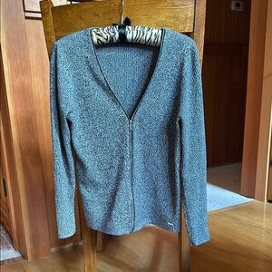 Calvin Klein Metallic Zip-Up Cardigan, large